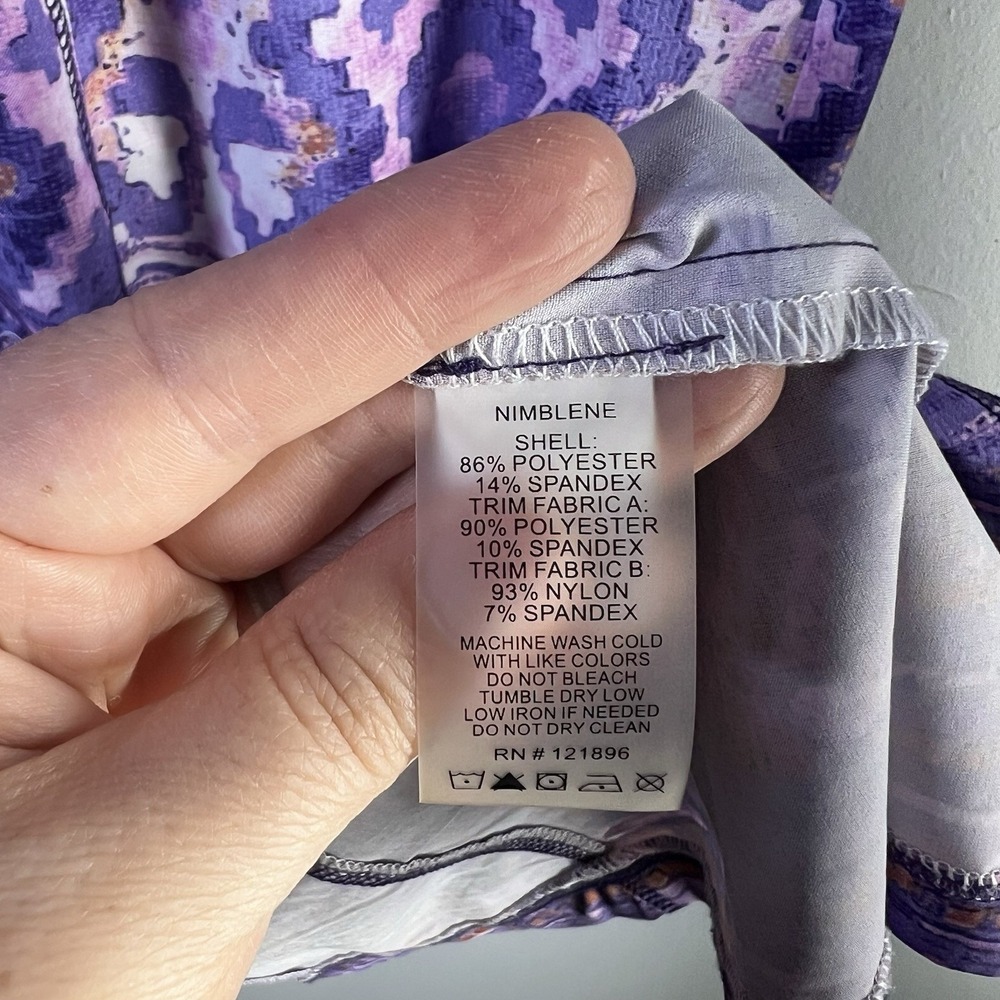 Title Nine Sz 14 Nimblene Arabella Quick Dry Shelf Bra Back Zip Purple Dress Gym - Picture 9 of 16